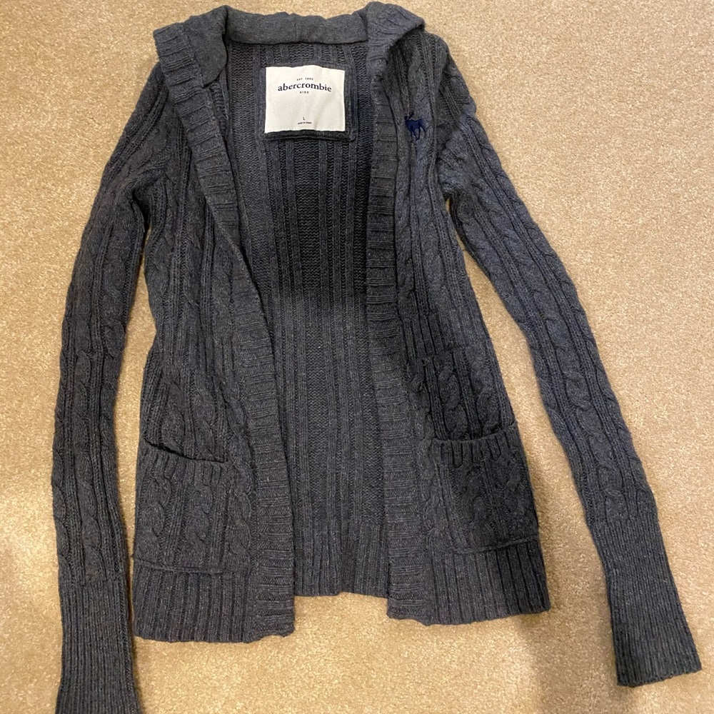 Abercrombie kids gray cable knit cardigan!